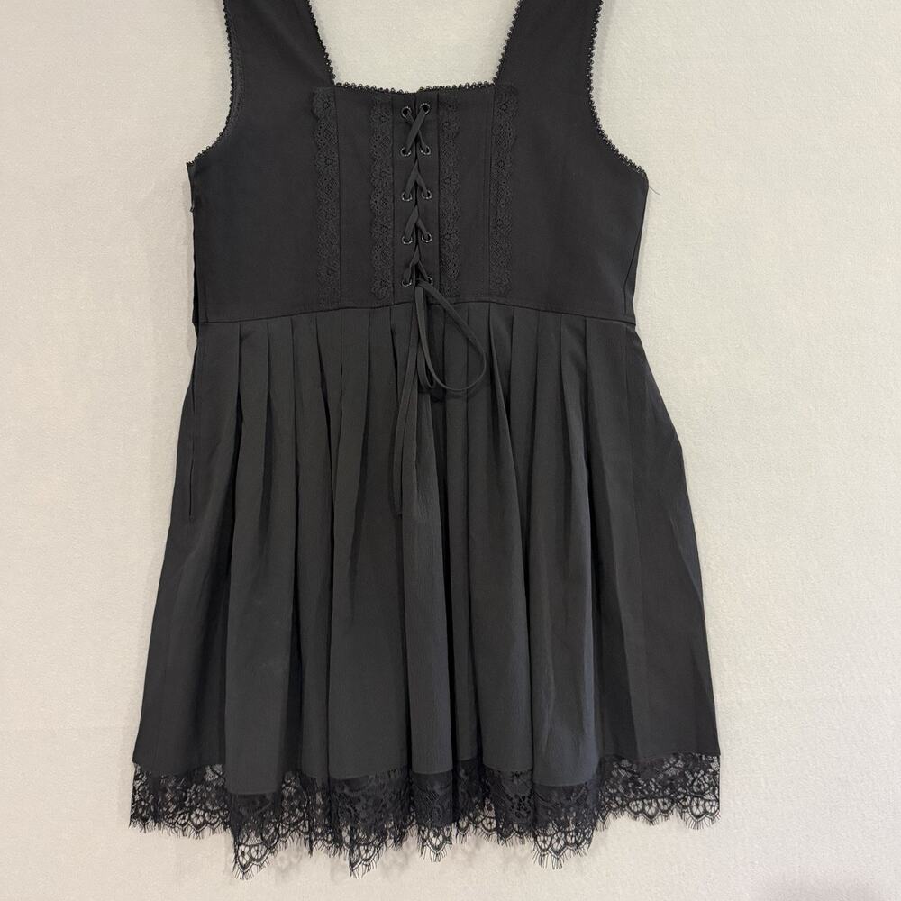 Disturbia Corset Mini Dress Size 12 Black Lace Up Back Goth Fairy Steampunk - Picture 3 of 15
